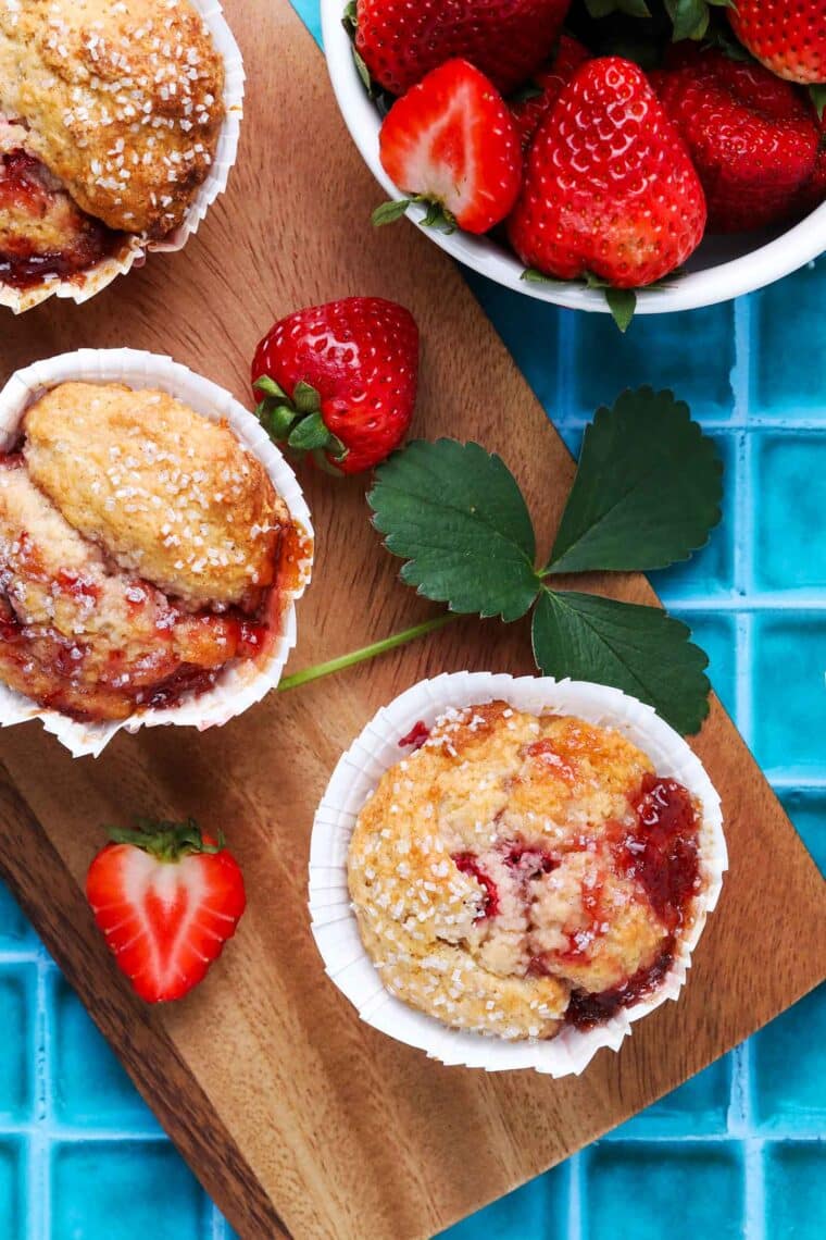 easy double strawberry cinnamon muffins recipe