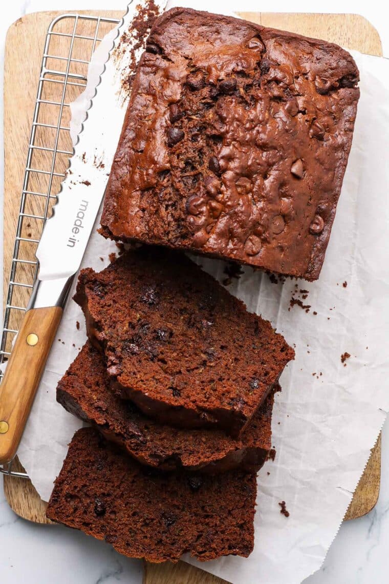 picture of chocolate olive oil zucchini bread