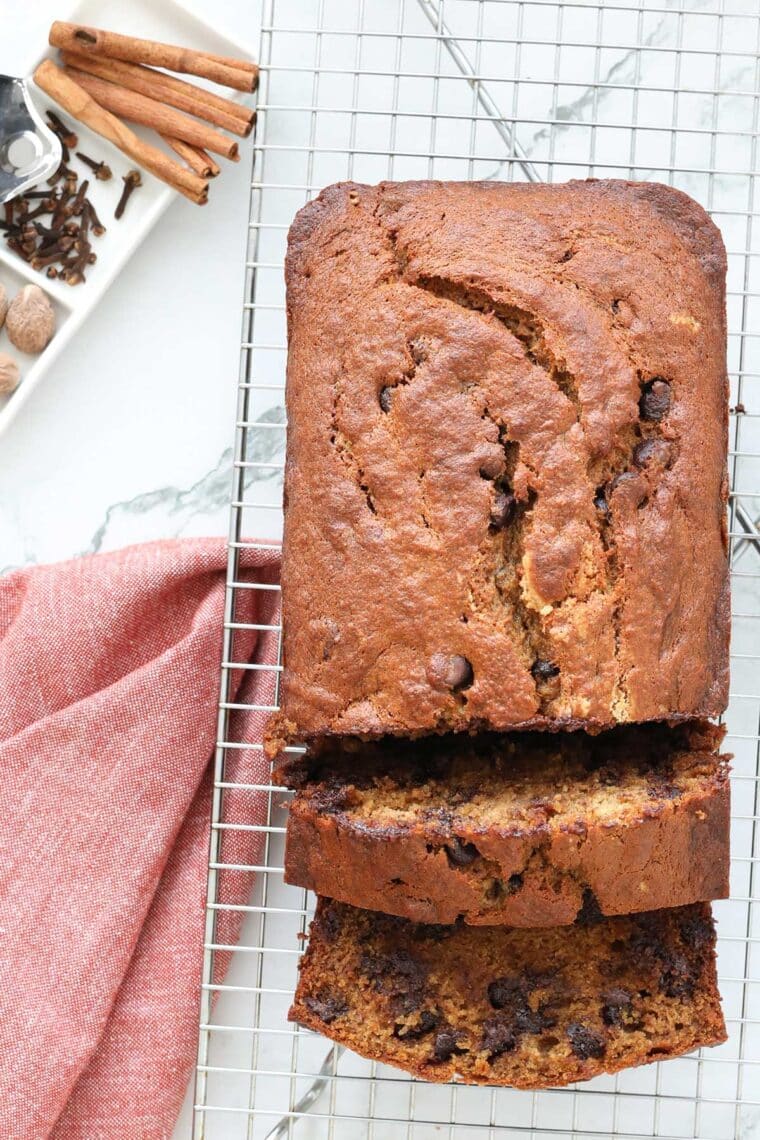 Banana pumpkin chocolate chip bread